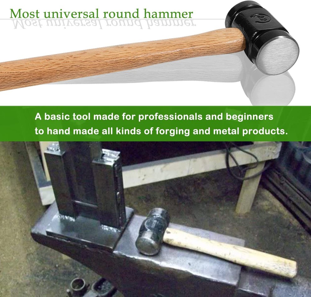 36oz Blacksmith Farrier Rounding Hammer Tool For Blacksmithing Forged Tools.