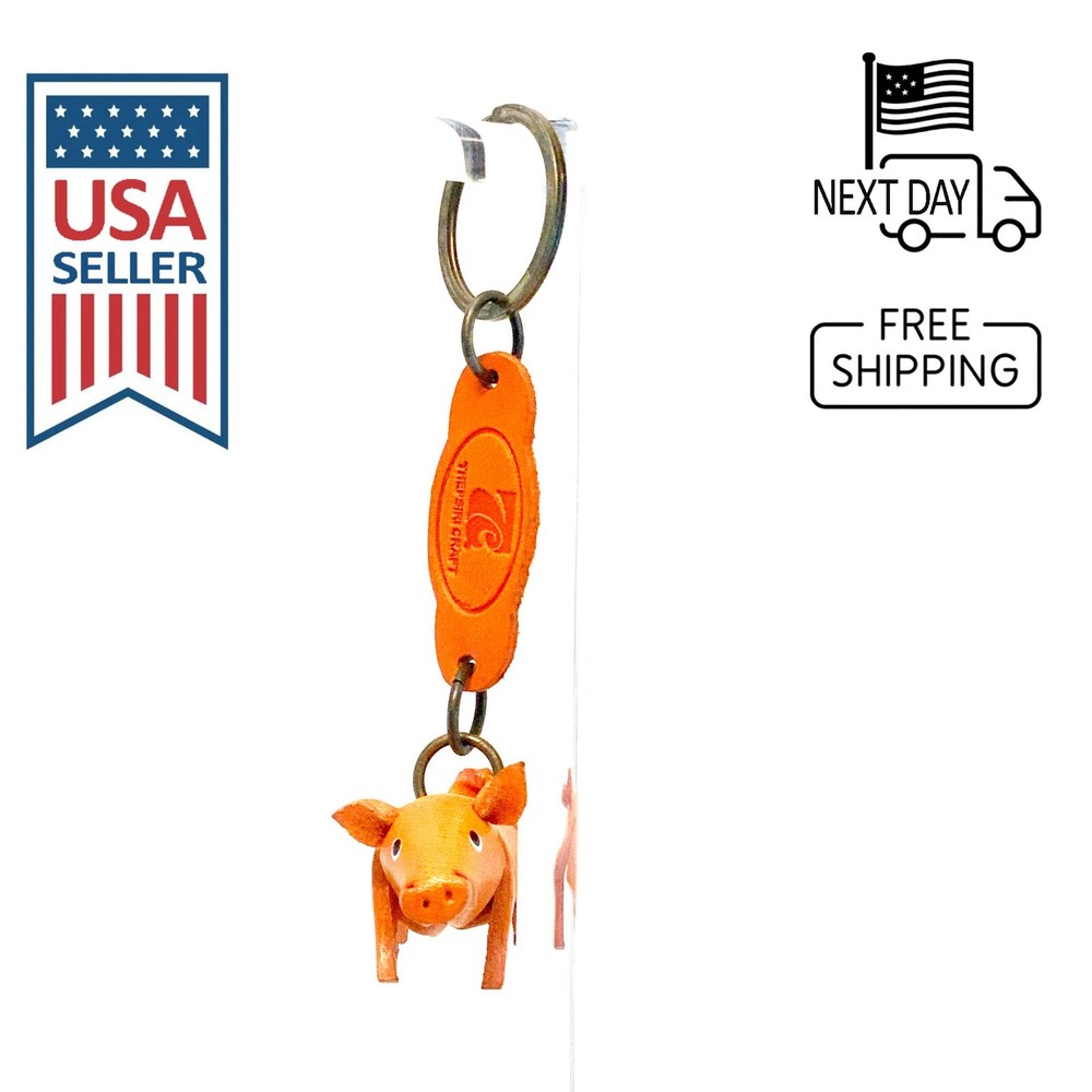Pig Handmade Leather Keyring