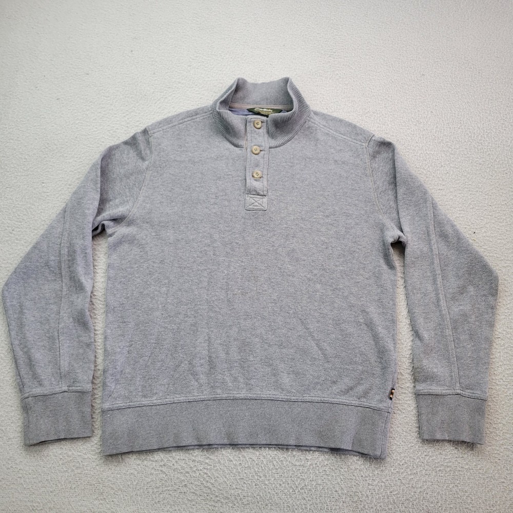 Eddie Bauer Sweater Mens Medium Gray Henley Pullover