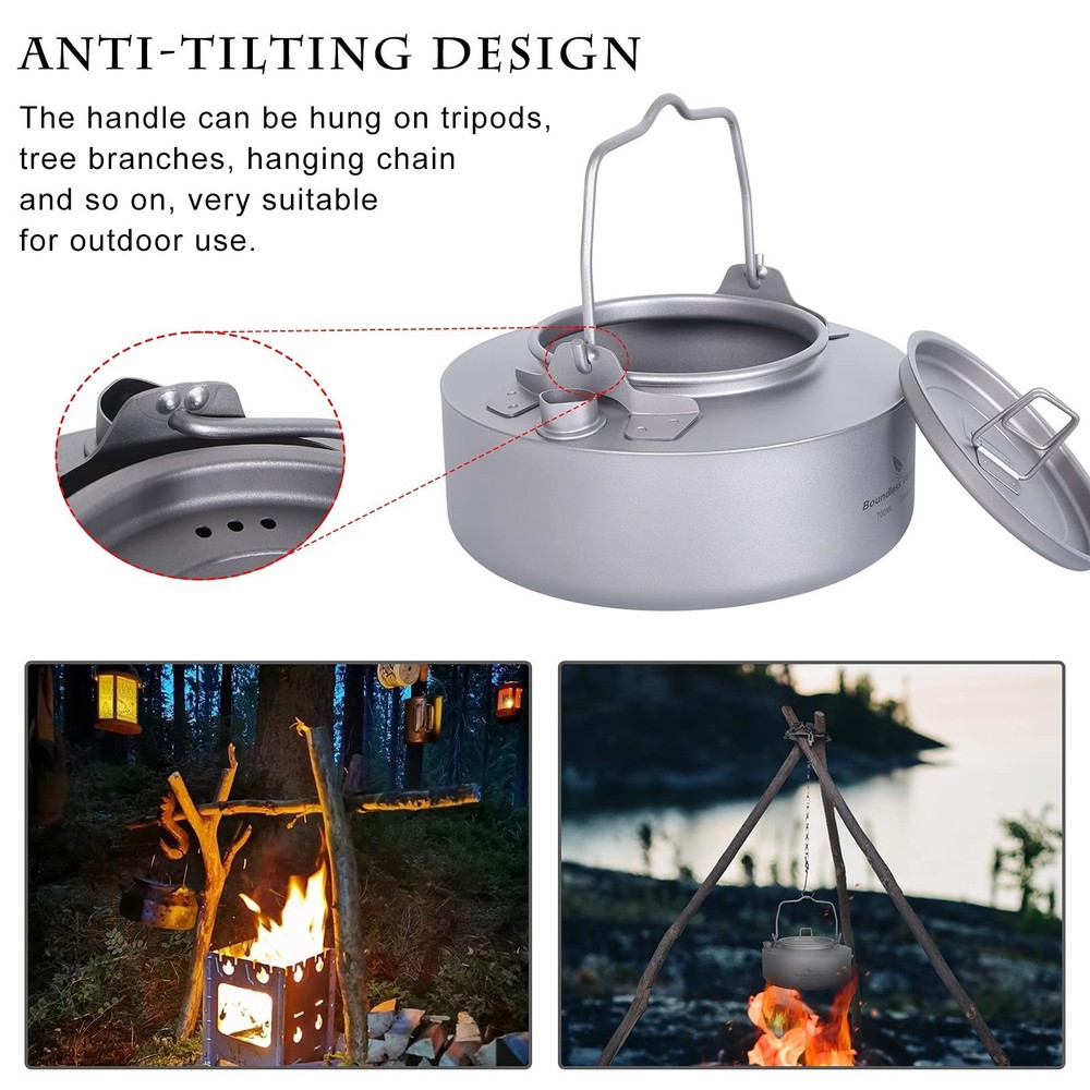 Boundless Voyage Camping Single-Layer Coffee Cup & Titanium Kettle with Foldi...