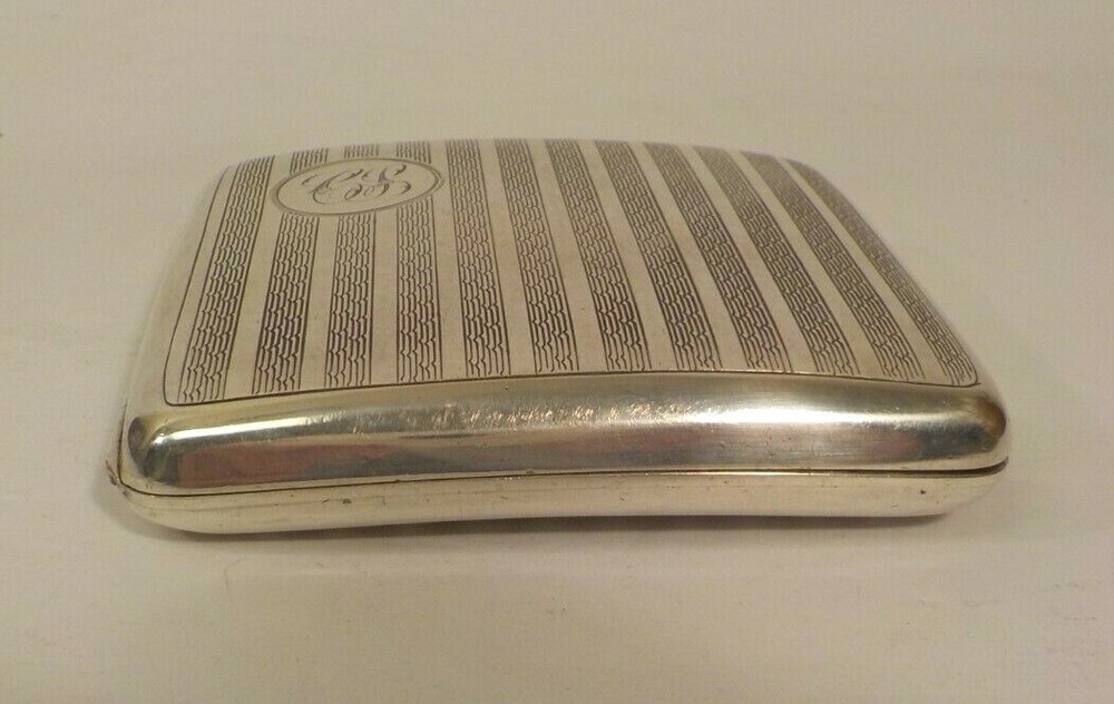 English Sterling Silver Cigarette Case, c. 1922, Monogram