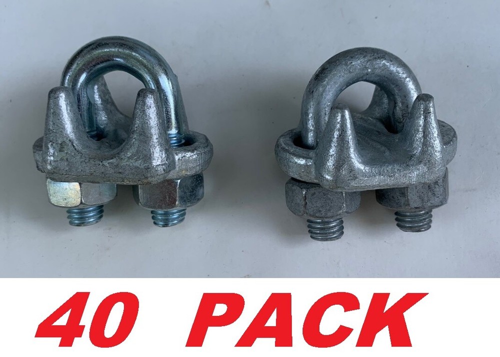 Marine Galvanized Drop Forged Wire Rope Clip Cable Clamp (40 PACK)