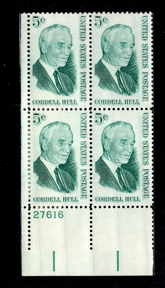 Cordell Hull Plate Block 1963