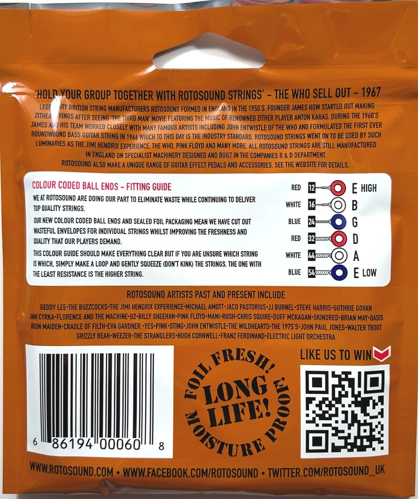 RotoSound Guitar Strings - Acoustic - Jumbo King - 12 Medium Light 12-54