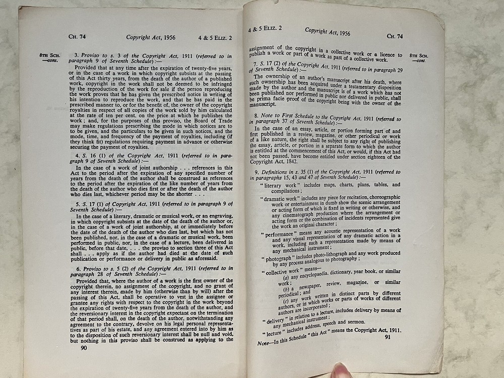 Copyright Act, 1956 4&5 Eliz. 2 Ch. 74