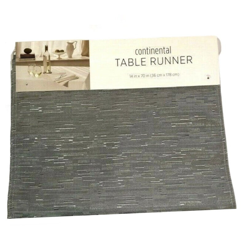 Continental Collection Table Runner 14x70" Gray Spill Proof Polyester Bardwil