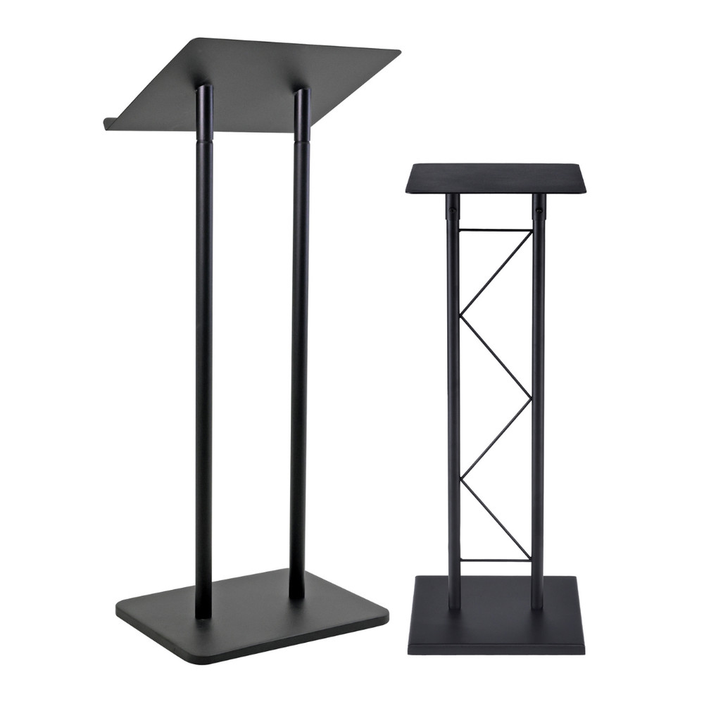Kingdom KML14BKM1 Metal Side Stand Table and Podium Bundle