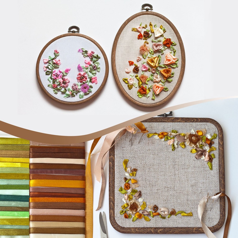 5 Pieces 3" x 2.8" Square Embroidery Hoops Frame, Brown