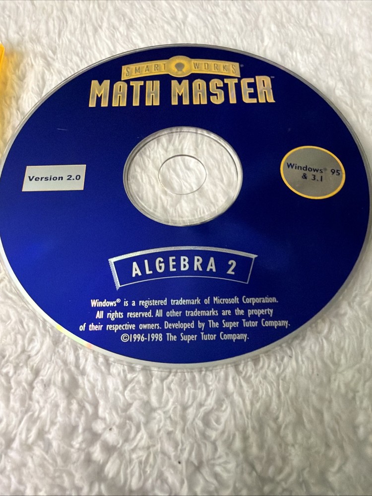 Math Master Algebra 2 PC CD ROM Windows 95 & 3.1 SmartWorks 1996 VTG Version 2