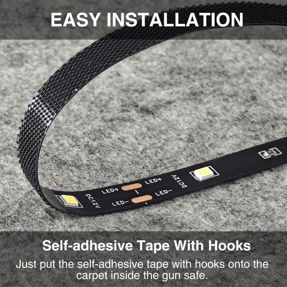 GOOMEEYA Motion Sensor Gun Safe Light with Self-Adhesive Tape with Hooks for ...