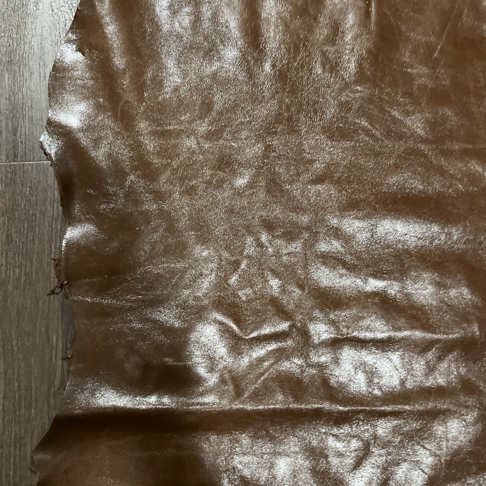 Dark brown DEER HIDE LEATHER 32”x27” irregular