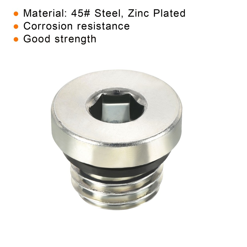 M16*2 Hex Head Pipe Fitting Plug, 2 Pack Male Thread 45# Steel Plug