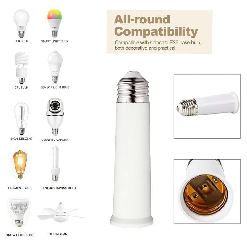 E26 Socket Extender, E26/E27 Light Bulb Socket Extender Standard Medium Base, 4.