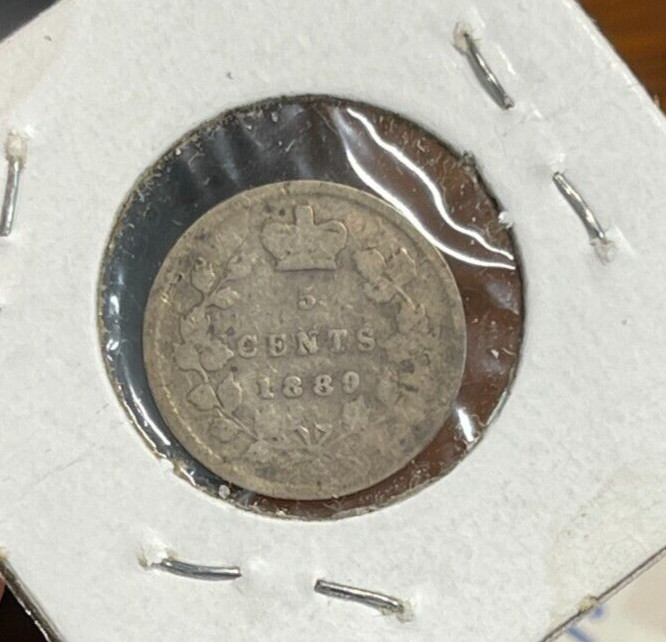 1889 Canada 5 Cents Silver Coin