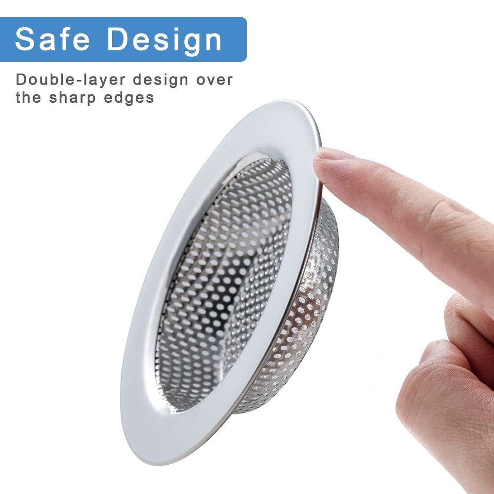2 Pcs Sink Strainer for Most Kitchen Sink Drain Basket, Upgraded Double-Layer...