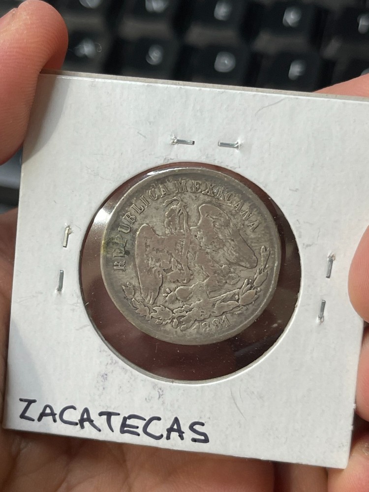 1881 Mexico 25 Centavos Silver Coin