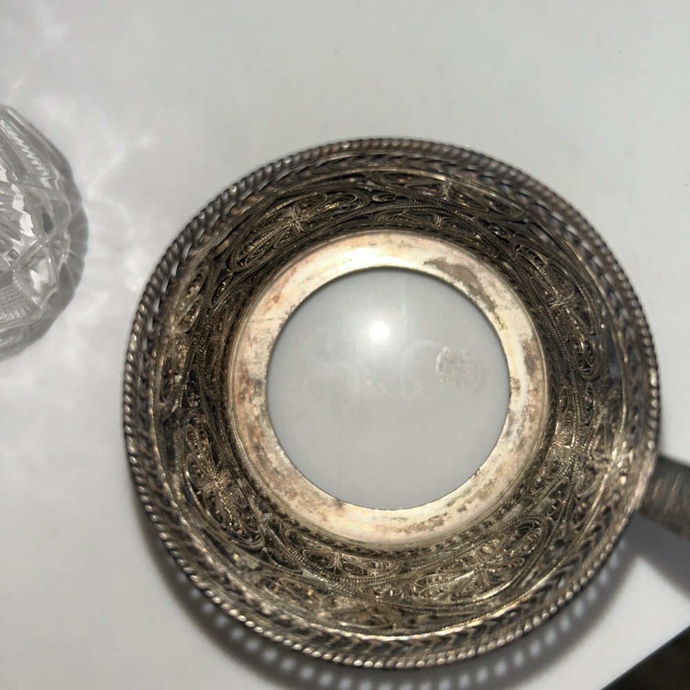 Russian crystal tea cup with silver