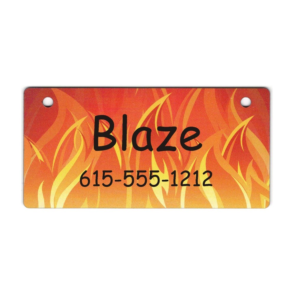 Flames Design Personalized 5" x 2.5" Dog Crate Tag