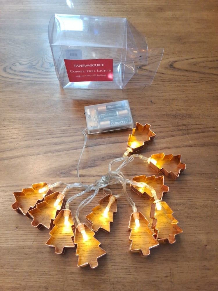 Copper Christmas Tree Cookie Cutter String Lights Paper Source NEW