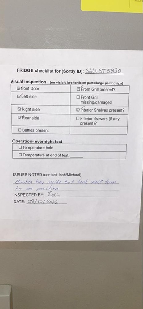 Untested Lock is Stuck Revco Refrigerator(S6LLST5820)
