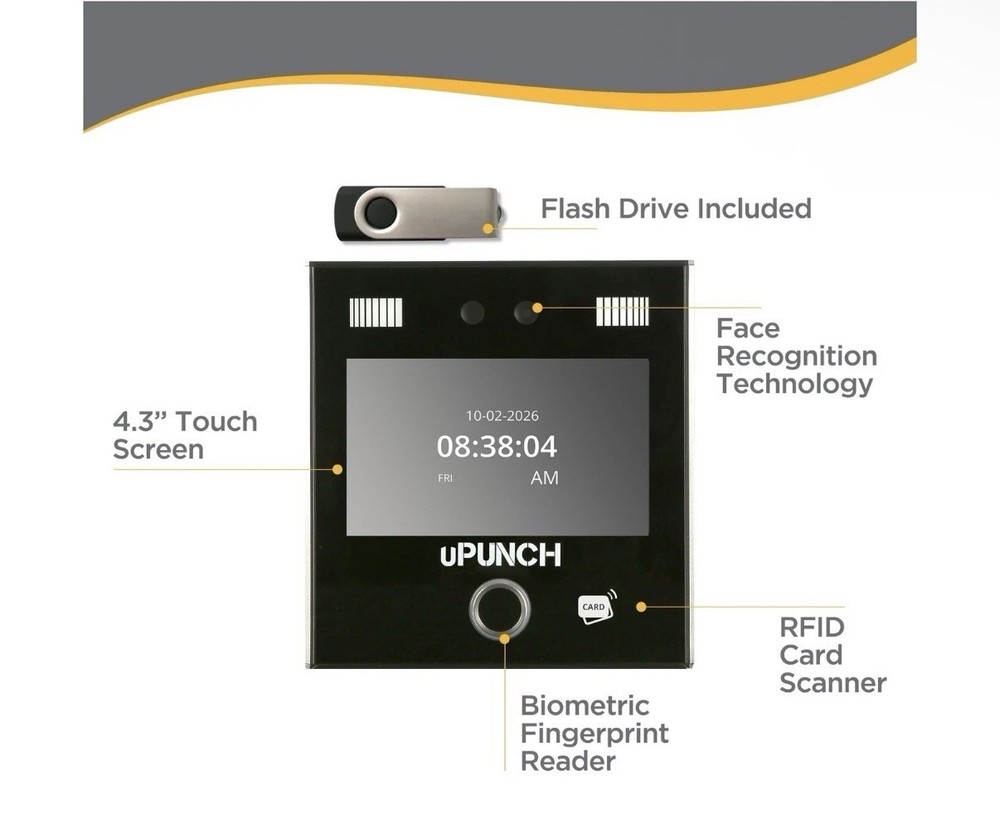 uPunch MK5000 AI Face Recognition Computerized Time Clock for Employees | Adv...