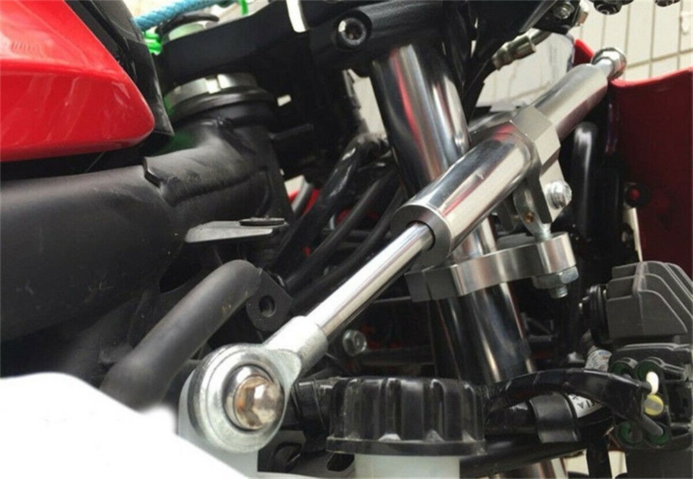 Universal Silver Stabilizer Steering Damper Fork w/ Bracket For Harley Honda