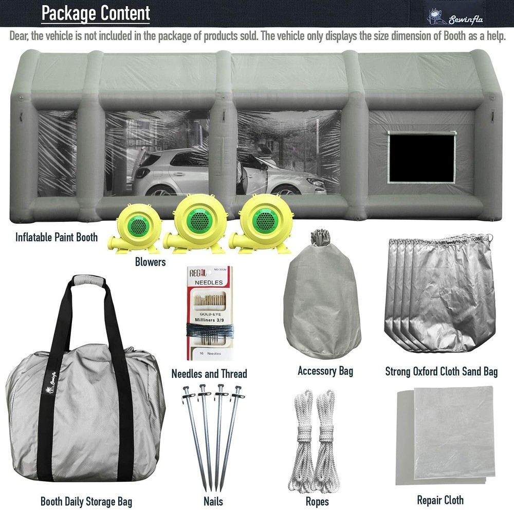 Sewinfla Professional Inflatable Paint Booth 30x20x13Ft Air Filter System