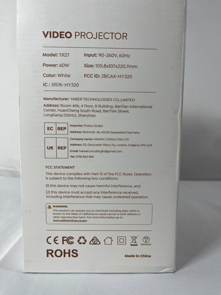 Toptro TR27 White Black Mini 180 Rotatable 720p Native Resolution Projector