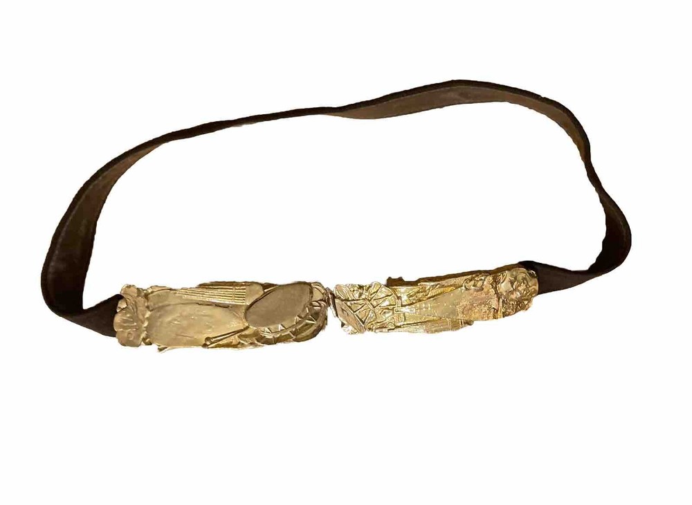 Brutalist Designer Belt Brass Leather 409 Adjustable