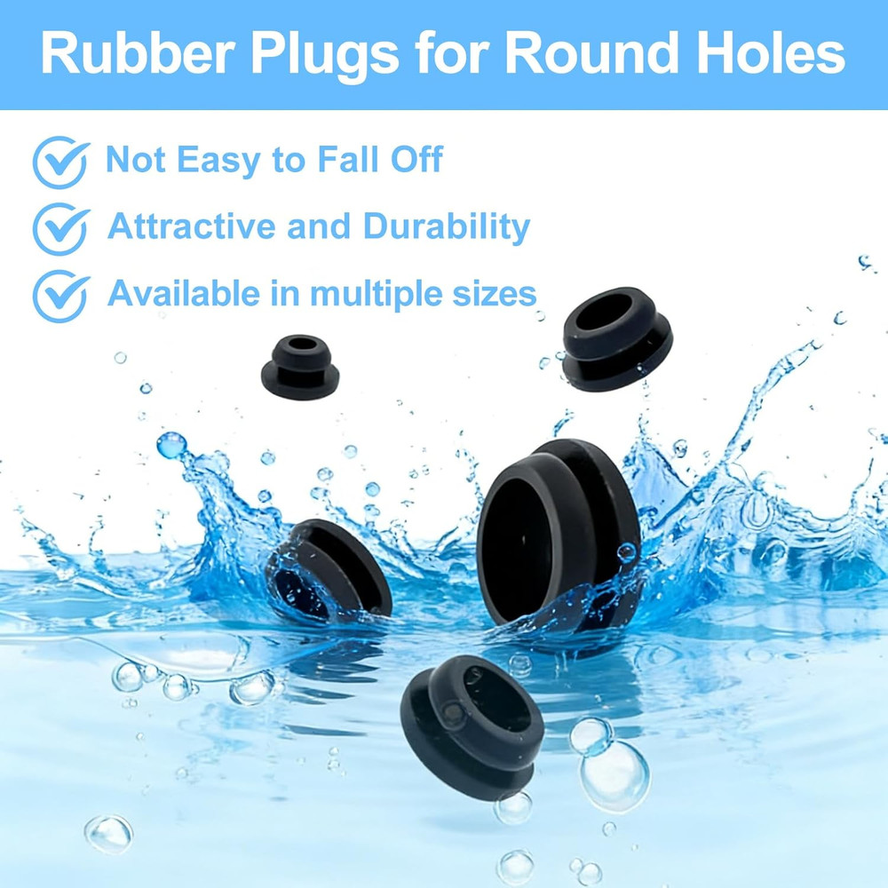125-Piece Durable Silicone Rubber Hole Plug Kit for Various Sizes