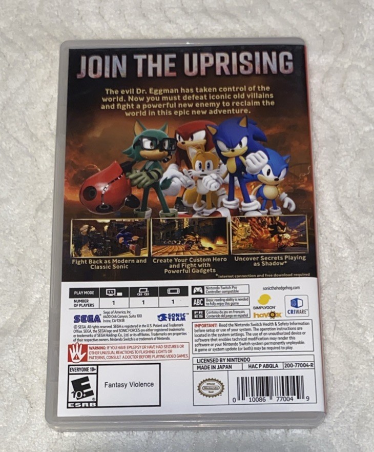 Sonic Forces - Nintendo Switch - Original Case Only - No Game