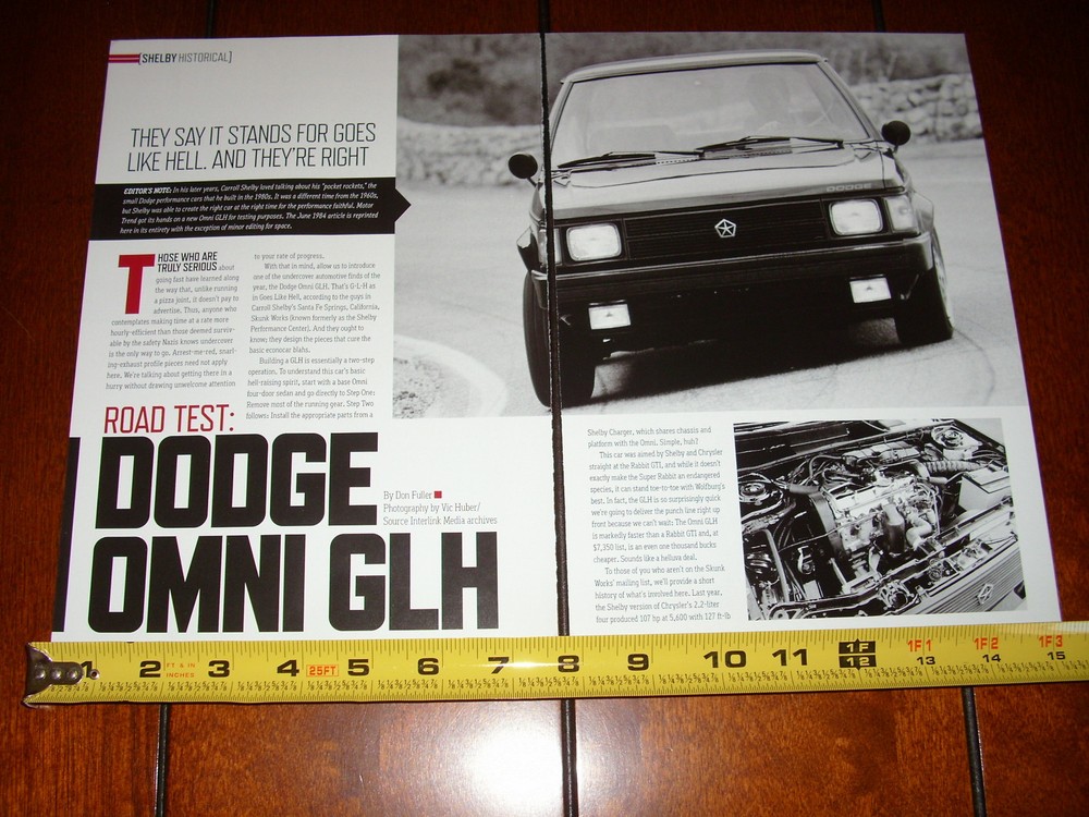 DODGE SHELBY OMNI GLH - ORIGINAL 2013 ARTICLE