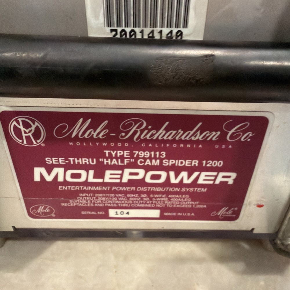mole richardson Type 799113 MolePower 1200 “half” studio Camlock spider Studio