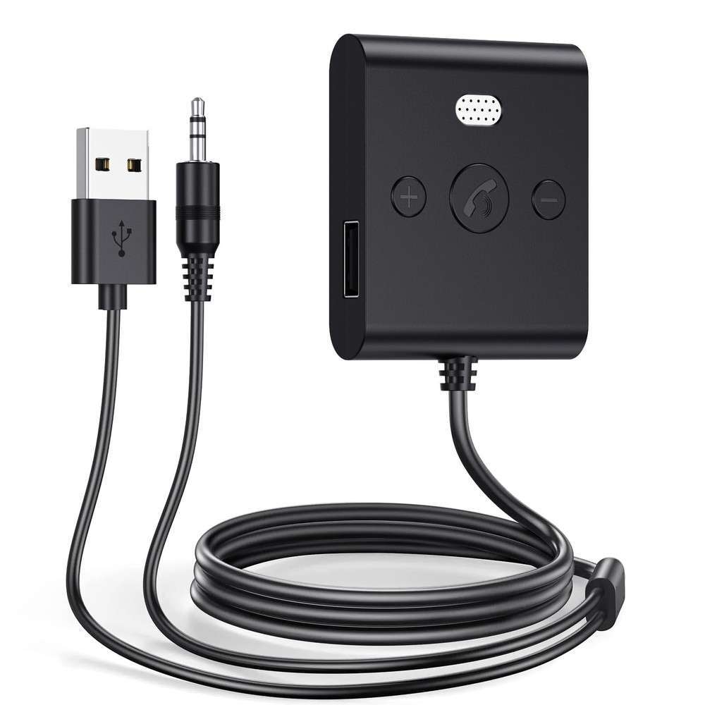 Bluetooth 5.4 AUX Car Adapter， [Enhanced Connection & Noise Small, Black