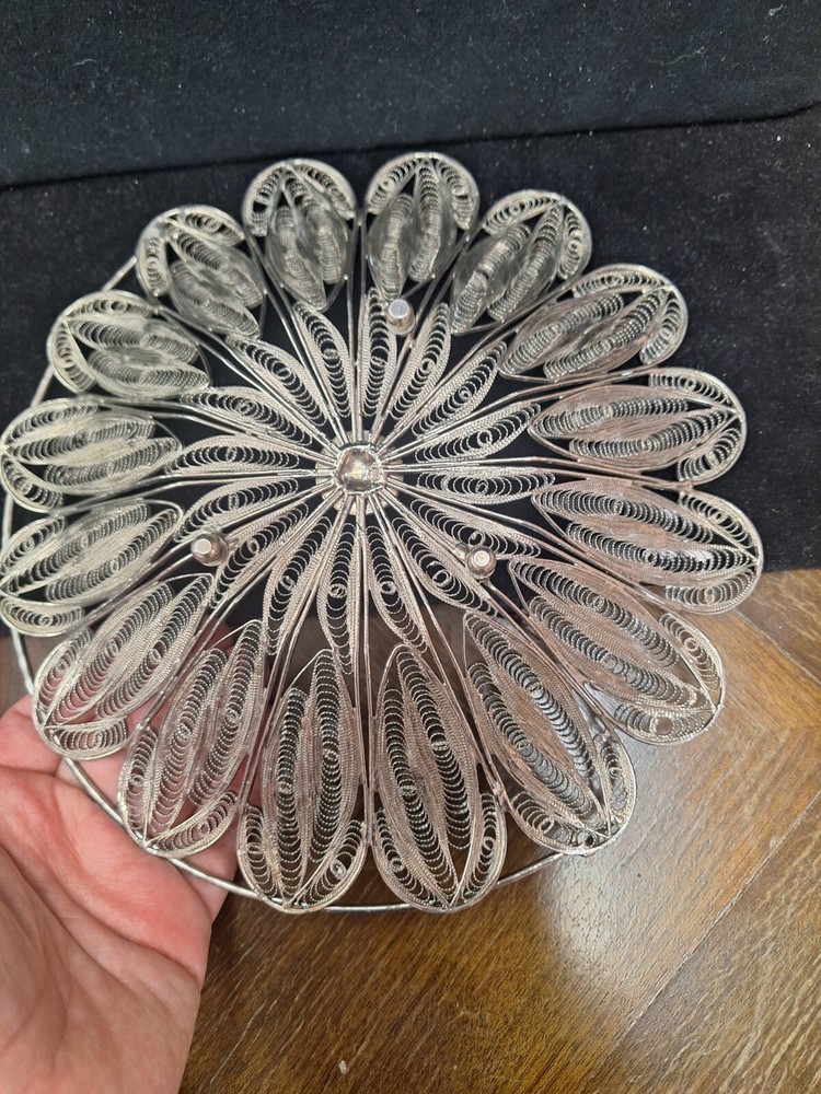 Candy Dish 84 Silver Handmade Antique 425 Grams 9" Diameter