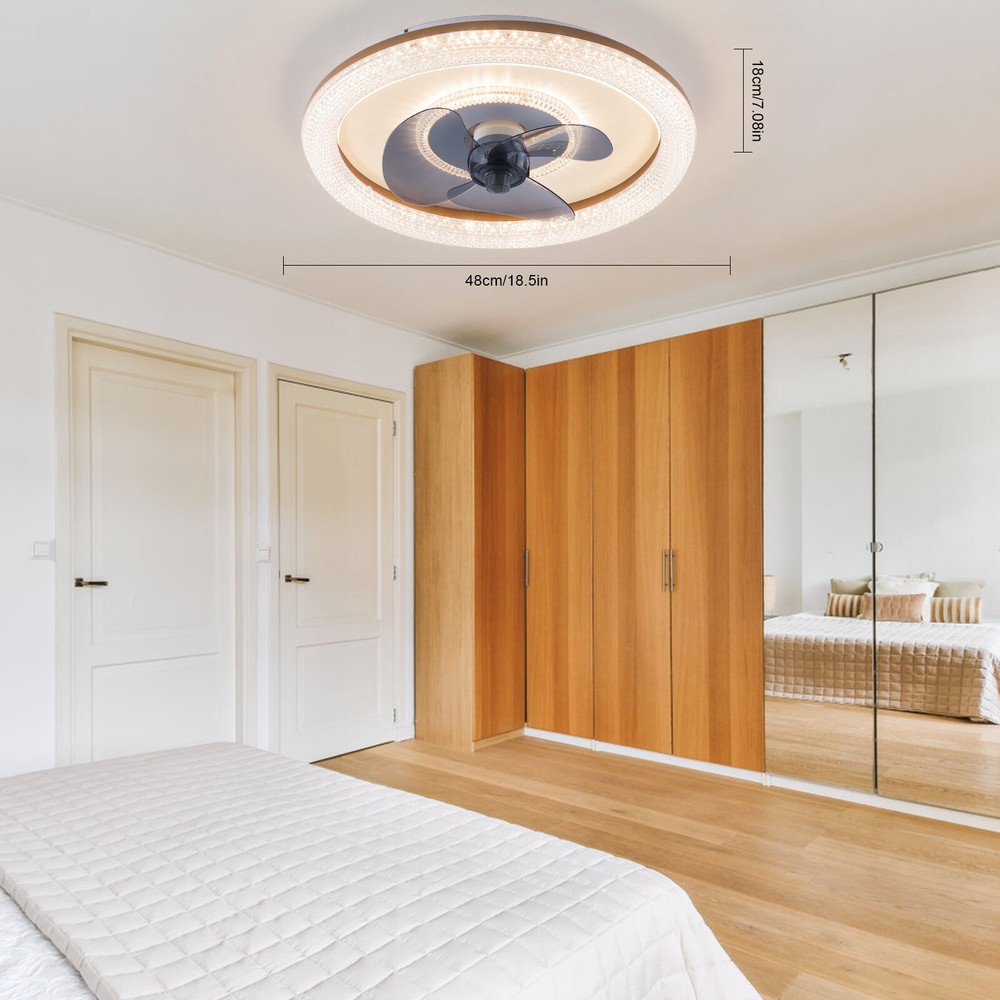 18" Modern Ceiling Fan with Light Remote Control Bedroom LED Ceiling Fan Lamp~