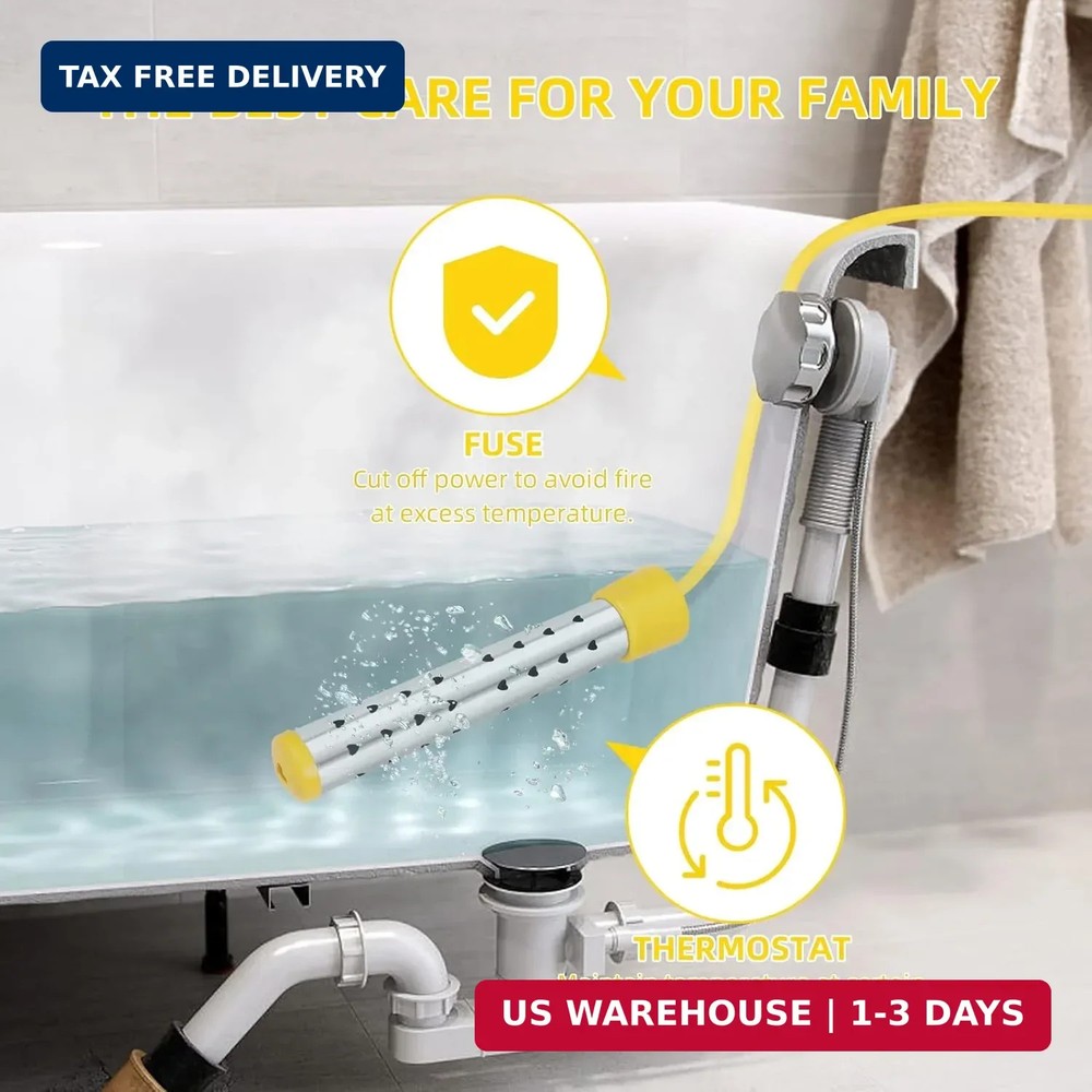 1500W Immersion Water Heater with Digital LCD Thermometer & Stainless Steel Guar