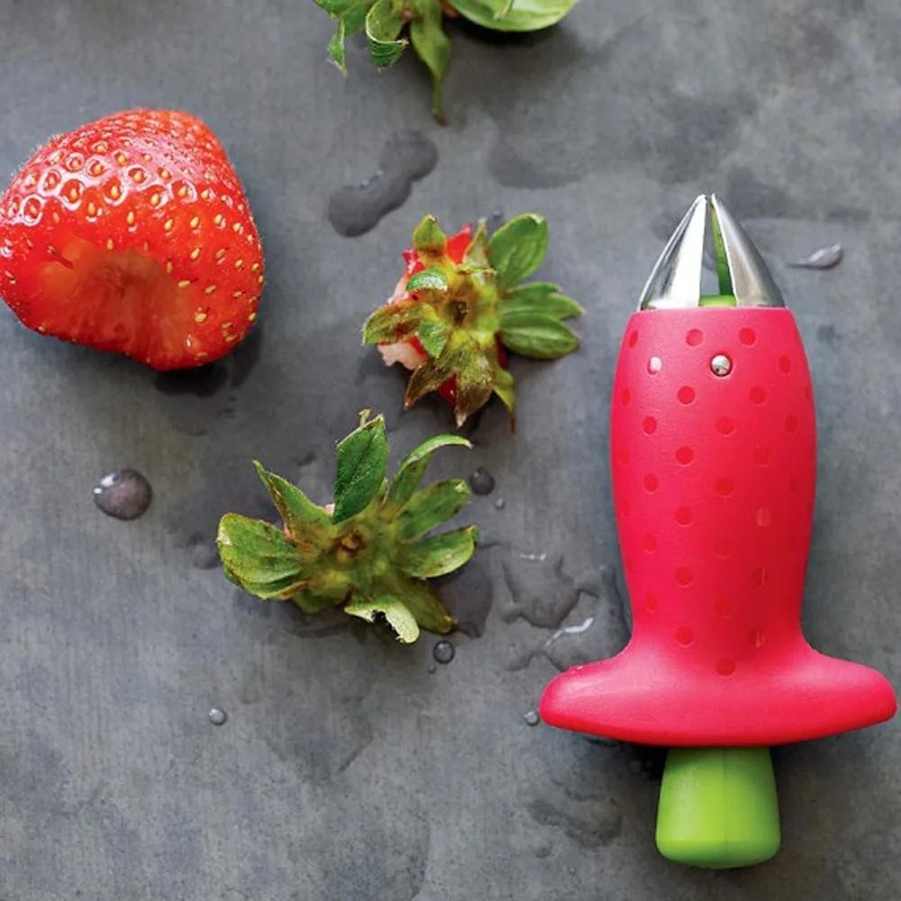 Strawberry Slicer & Huller – Easy Fruit Corer & Leaf Remover Kitchen Tool