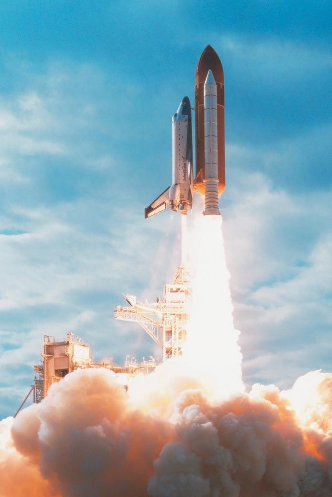 Laminated United States Space Shuttle Explosive Rocket Blast Off Rocket Launch P