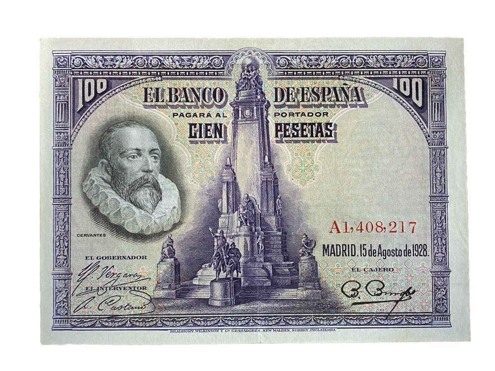Spain 100 Pesetas Note 1928 P-76a  High Grade Example