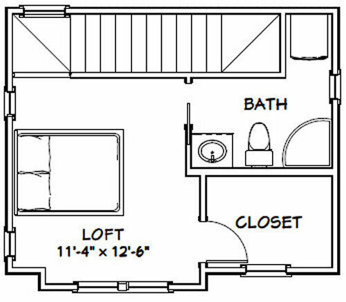 20x16 Tiny House -- PDF Floor Plan -- 547 sq ft -- Model 1A