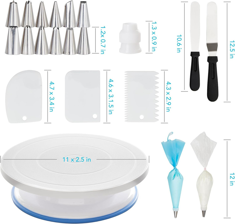 Cake Decorating Tools Supplies Kit - 82Pcs Baking Accessories with Turntable Sta