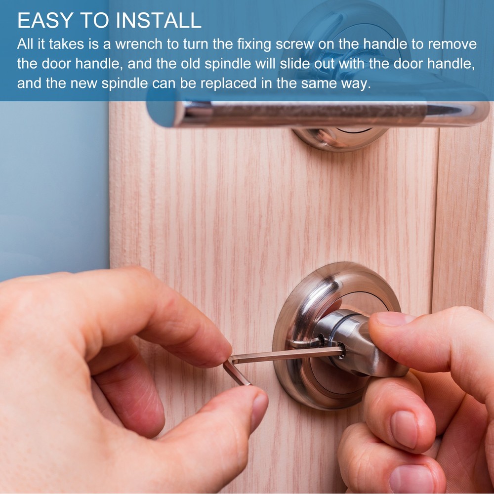 1pcs Door Spindle Bar, 80mm Door Knob Spindle for Door Knobs, Silver, Solid Iron