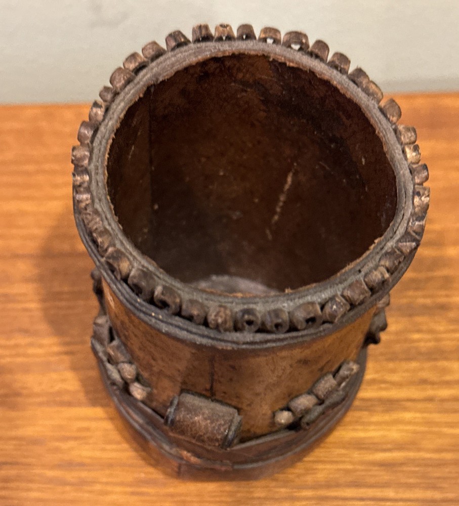 Vintage Leather Dice Cup Backgammon Bulgaria
