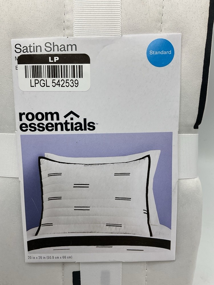 Room Essentials Standard Satin Sham White/ Black