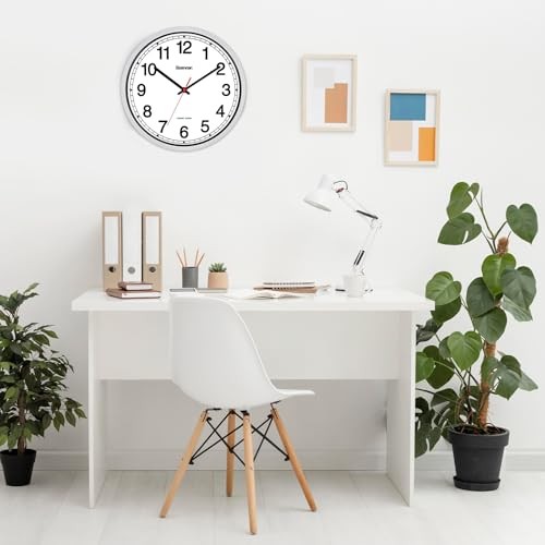 Atomic Wall Clock - Self-Setting Analog Clock with Automatic 16 Inch Silver