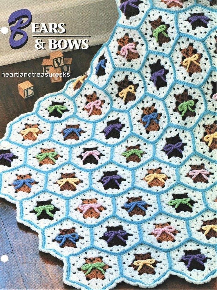Bears & Bows Annie's Attic Crochet Afghan Pattern Leaflet