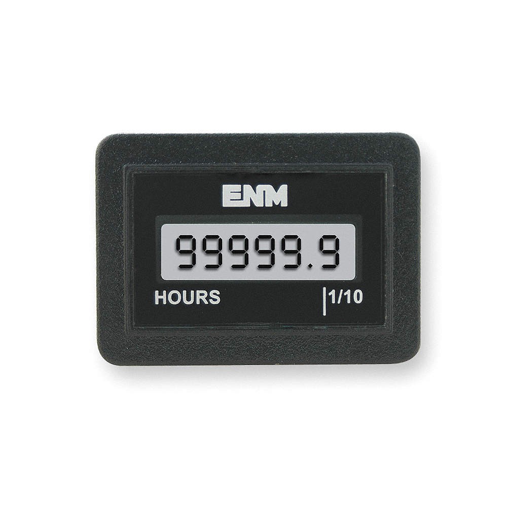 ENM T1140EB Hour Meter,LCD,Flush Rectangular 2PAX2