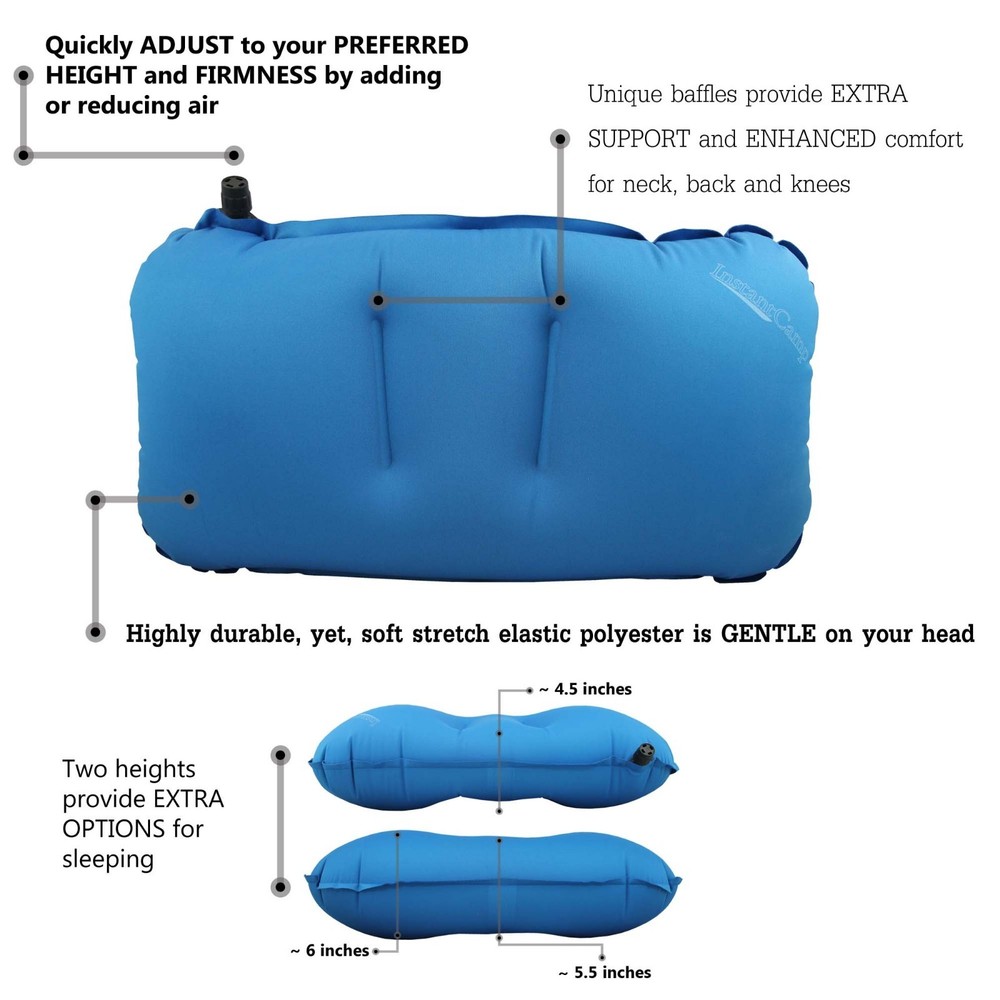 InstantCampTM Lightweight "Cloud" Camping Backpacking Hiking Pillow - Inflatable