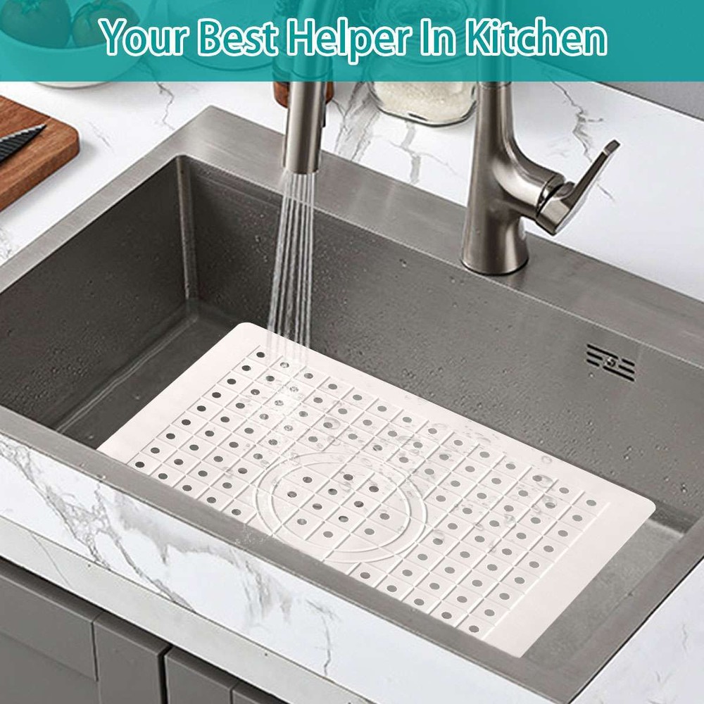 2X Kitchen Sink Mats Rubber Drain Pad Protector Gird Non-Slip Durable 10" x 12"